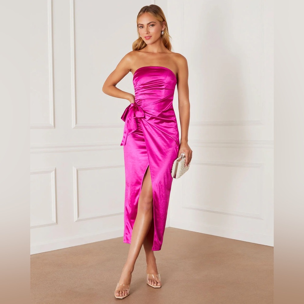 Rosemont Satin Strapless Midi Dress